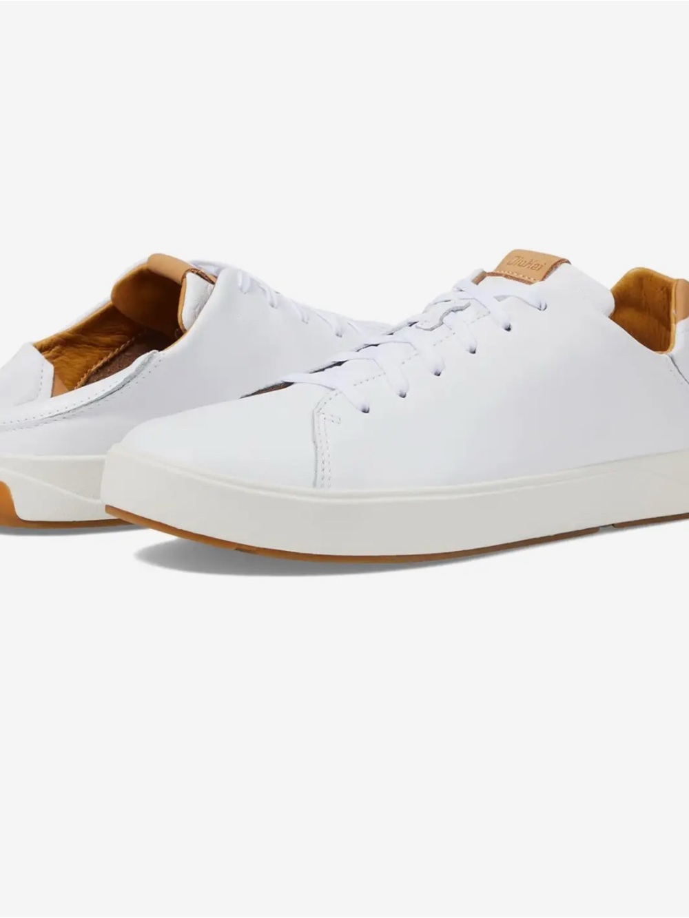 Olukai Lae'Ahi Li 'Ili White Leather Low-Top Sneakers